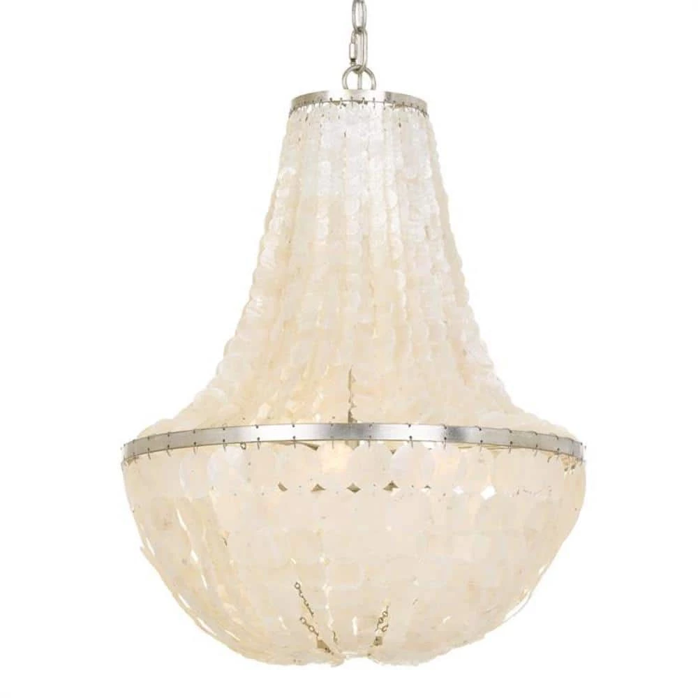 Brielle 6-Light Antique Silver Capiz Chandelier by Crystorama 3 Brielle 6-Light Antique Silver Capiz Chandelier by Crystorama