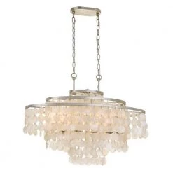 Brielle 6-Light Antique Silver Capiz Chandelier by Crystorama