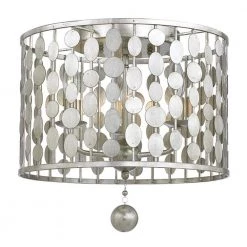 Layla 15 in 3-Light Antique Silver Flush Mount by Crystorama