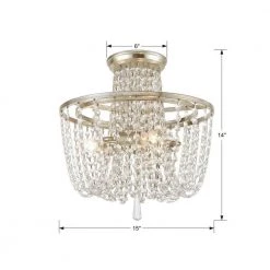 Arcadia 15 in. 3-Light Antique Silver Flush Mount by Crystorama -Crystorama popular store antique silver crystorama flush mount lights arc 1900 sa cl mwp 1f 1000