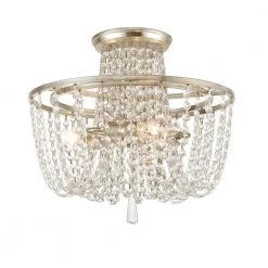 Arcadia 15 in. 3-Light Antique Silver Flush Mount by Crystorama