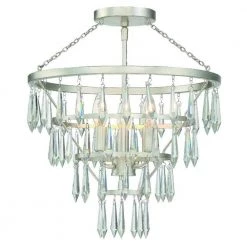 Lucille 16 in. 3-Light Antique Silver Flush Mount by Crystorama