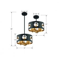 Odelle 4-Light Black and Antique Gold Pendant by Crystorama -Crystorama popular store black antique gold crystorama flush mount lights ode 700 bk ga 44 1000