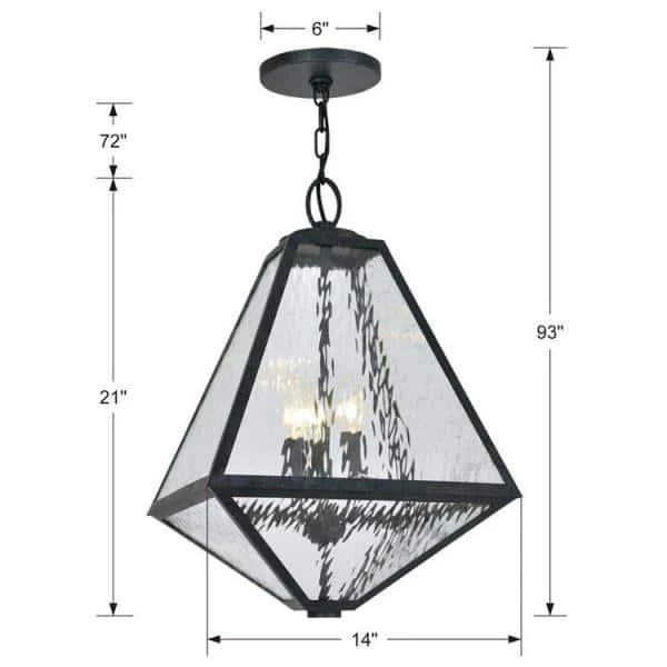 Glacier 3-Light Black Charcoal Lantern Outdoor Chandelier by Crystorama 5 Glacier 3-Light Black Charcoal Lantern Outdoor Chandelier by Crystorama - Image 4
