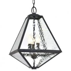 Glacier 3-Light Black Charcoal Lantern Outdoor Chandelier by Crystorama