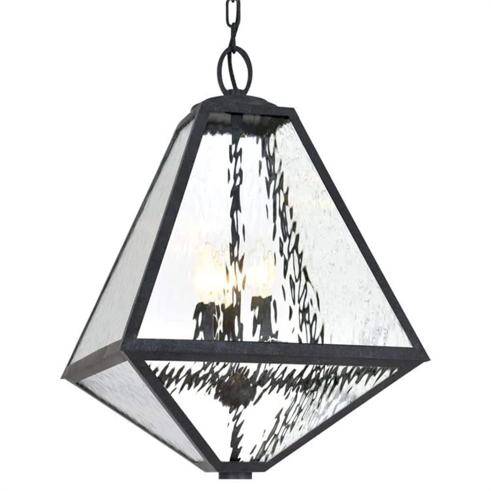 Glacier 3-Light Black Charcoal Lantern Outdoor Chandelier by Crystorama 2 Glacier 3-Light Black Charcoal Lantern Outdoor Chandelier by Crystorama