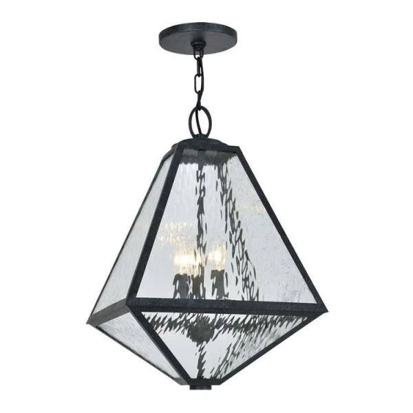 Glacier 3-Light Black Charcoal Lantern Outdoor Chandelier by Crystorama 3 Glacier 3-Light Black Charcoal Lantern Outdoor Chandelier by Crystorama - Image 2