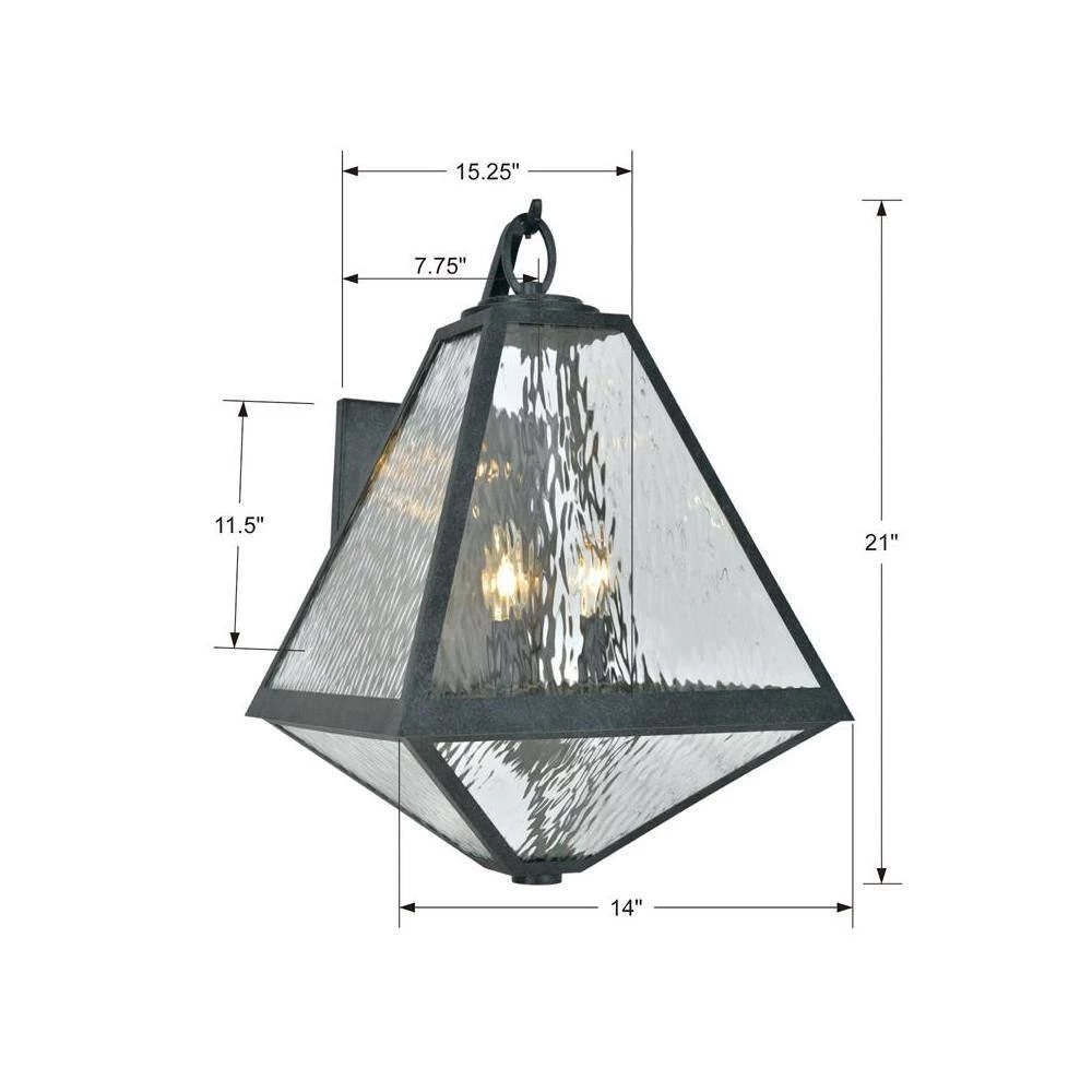 Glacier 3-Light Black Charcoal Outdoor Sconce by Crystorama 4 Glacier 3-Light Black Charcoal Outdoor Sconce by Crystorama - Image 2