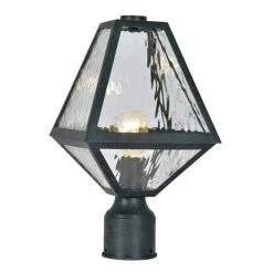 Glacier 1-Light Black Charcoal Outdoor Lantern with Shade by Crystorama