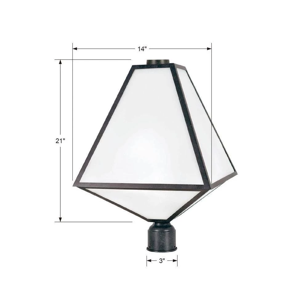 Glacier 3-Light Black Charcoal Outdoor Lantern with Shade by Crystorama 6 Glacier 3-Light Black Charcoal Outdoor Lantern with Shade by Crystorama - Image 4