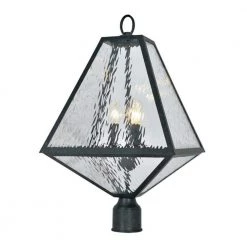 Glacier 3-Light Black Charcoal Outdoor Lantern with Shade by Crystorama