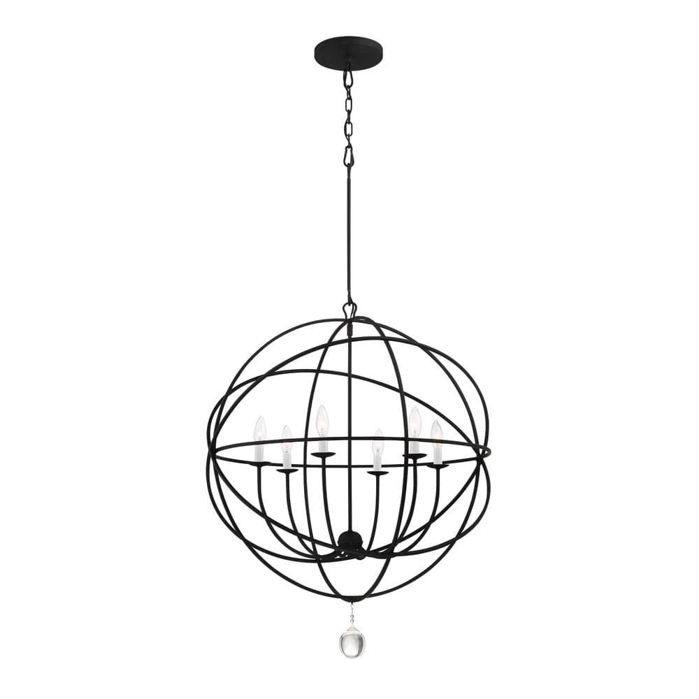 Solaris 6-Light Black Chandelier by Crystorama 3 Solaris 6-Light Black Chandelier by Crystorama