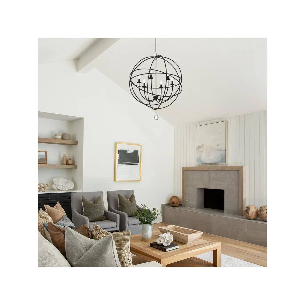 Solaris 6-Light Black Chandelier by Crystorama 8 Solaris 6-Light Black Chandelier by Crystorama - Image 6