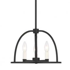 Abbott 3-Light Black Chandelier by Crystorama