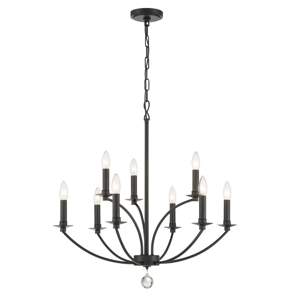 Mila 9-Light Black Chandelier by Crystorama 4 Mila 9-Light Black Chandelier by Crystorama - Image 2