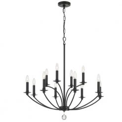 Mila 12-Light Black Chandelier by Crystorama