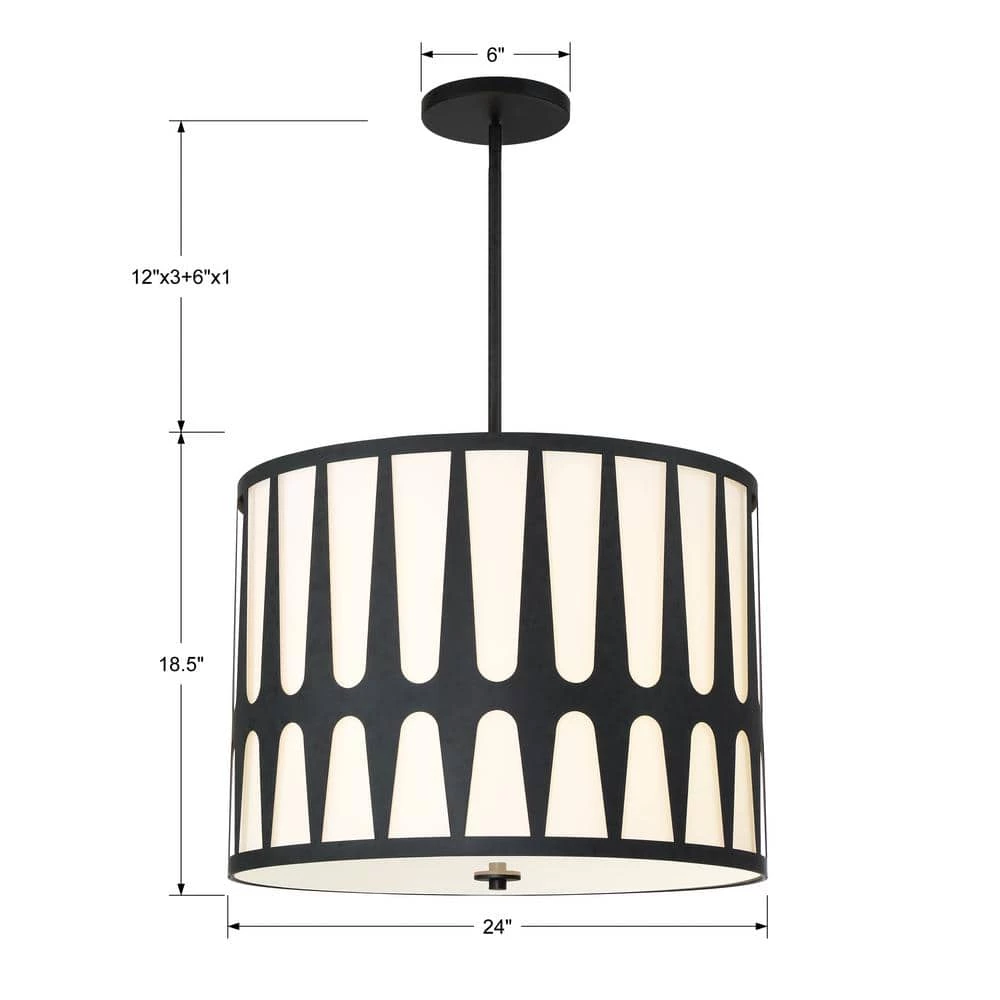 Royston 5-Light Black Pendant by Crystorama 5 Royston 5-Light Black Pendant by Crystorama - Image 4