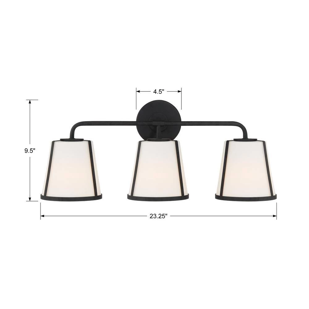 Fulton 23.25 in. 3-Light Black Bathroom Vanity Light by Crystorama 6 Fulton 23.25 in. 3-Light Black Bathroom Vanity Light by Crystorama - Image 4