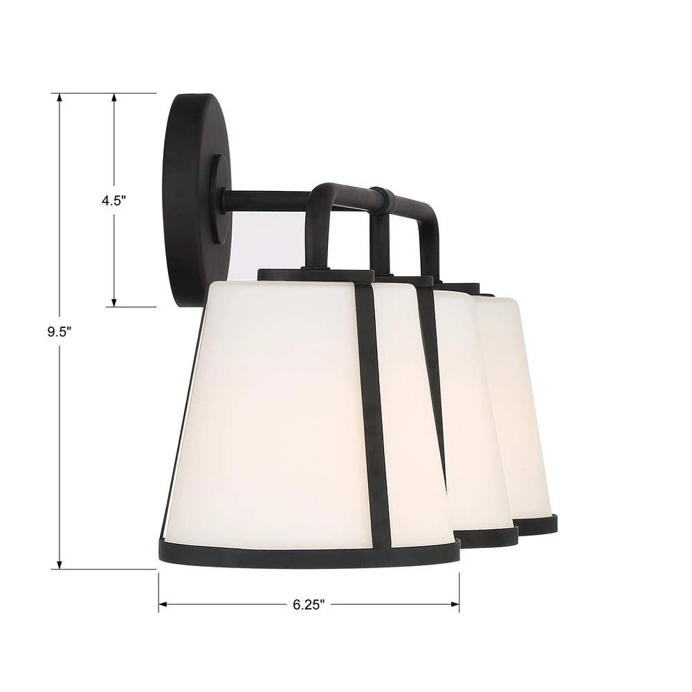 Fulton 23.25 in. 3-Light Black Bathroom Vanity Light by Crystorama 7 Fulton 23.25 in. 3-Light Black Bathroom Vanity Light by Crystorama - Image 5