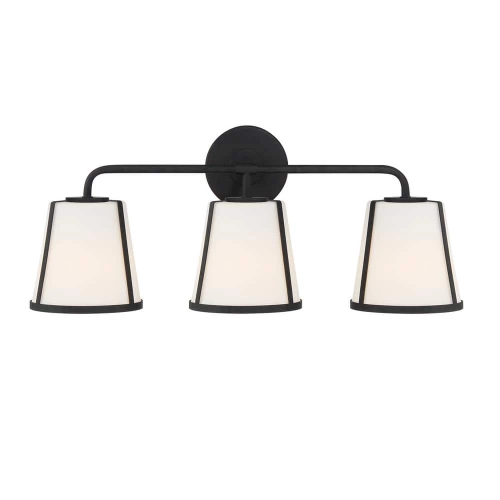 Fulton 23.25 in. 3-Light Black Bathroom Vanity Light by Crystorama 3 Fulton 23.25 in. 3-Light Black Bathroom Vanity Light by Crystorama