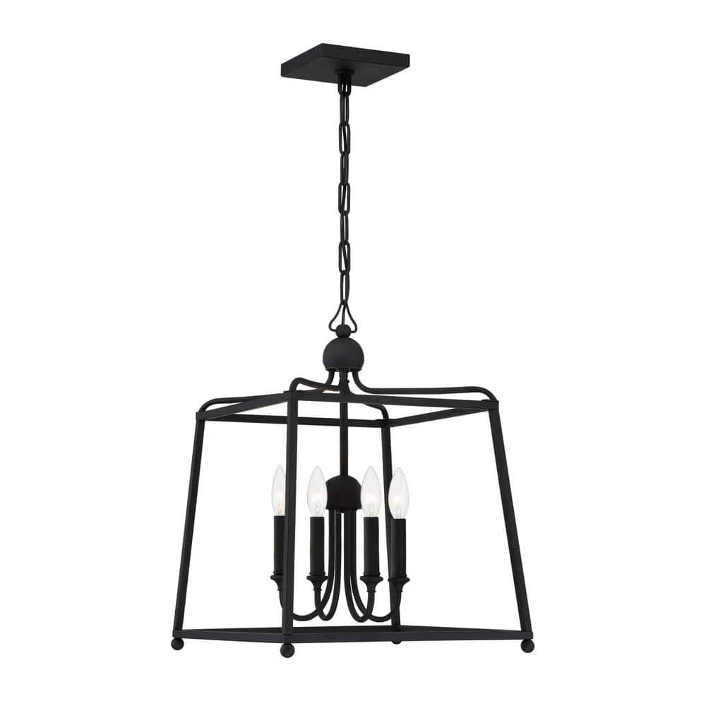 Sylvan 4-Light Black Forged Chandelier with Silk Shade by Crystorama 5 Sylvan 4-Light Black Forged Chandelier with Silk Shade by Crystorama - Image 3