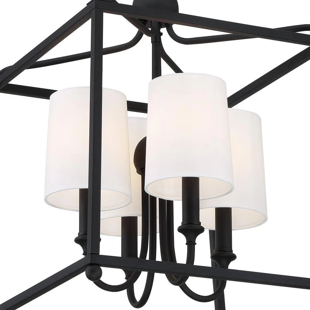 Sylvan 4-Light Black Forged Chandelier with Silk Shade by Crystorama 7 Sylvan 4-Light Black Forged Chandelier with Silk Shade by Crystorama - Image 5