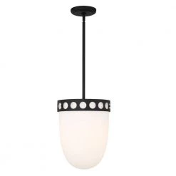 Kirby 3-Light Black Forged Pendant with Glass Shade by Crystorama
