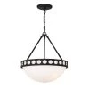 Kirby 3-Light Black Forged Chandelier with Glass Shade by Crystorama