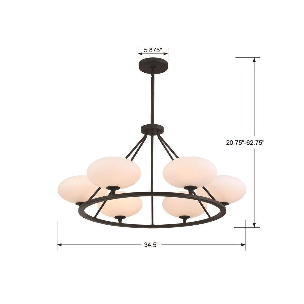 Parker 6-Light Black Forged Chandelier by Crystorama 7 Parker 6-Light Black Forged Chandelier by Crystorama - Image 5