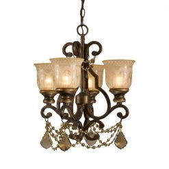 Norwalk 4-Light Golden Teak Crystal Bronze Mini Chandelier by Crystorama