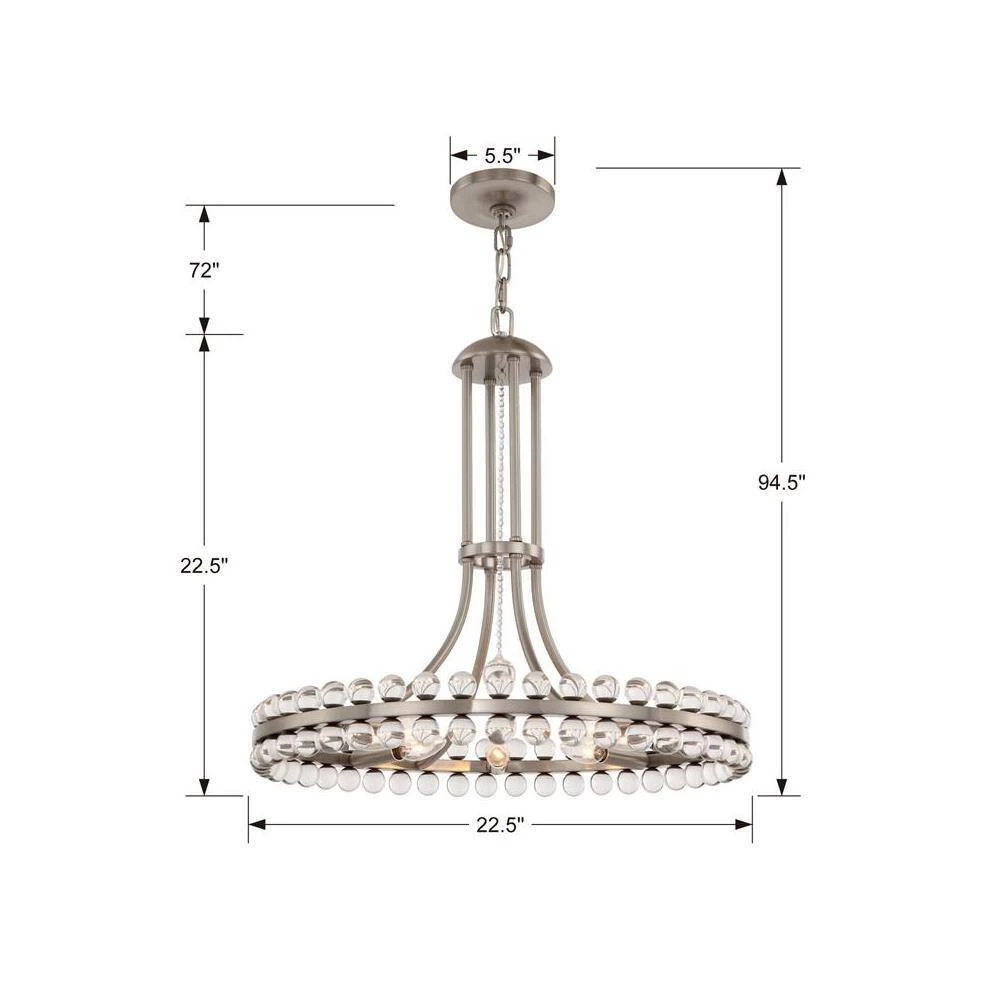 Clover 8-Light Brushed Nickel Standard Chandelier by Crystorama 7 Clover 8-Light Brushed Nickel Standard Chandelier by Crystorama - Image 5