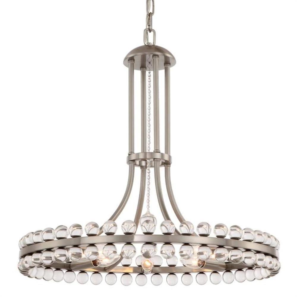 Clover 8-Light Brushed Nickel Standard Chandelier by Crystorama 3 Clover 8-Light Brushed Nickel Standard Chandelier by Crystorama