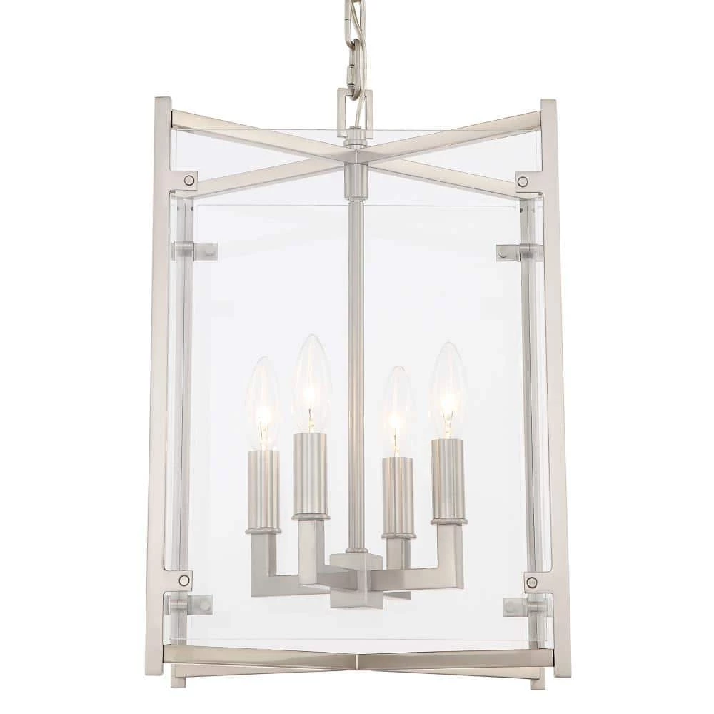 Danbury 4-Light Brushed Nickel Standard Chandelier by Crystorama 3 Danbury 4-Light Brushed Nickel Standard Chandelier by Crystorama