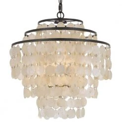 Brielle 4-Light Dark Bronze Capiz Chandelier by Crystorama