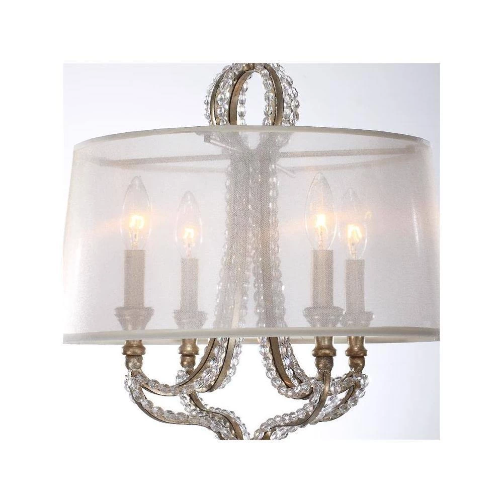 Garland 4-Light Distressed Twilight Shaded Chandelier with Silk Shade by Crystorama 5 Garland 4-Light Distressed Twilight Shaded Chandelier with Silk Shade by Crystorama - Image 3