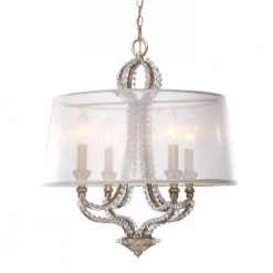 Garland 4-Light Distressed Twilight Shaded Chandelier with Silk Shade by Crystorama