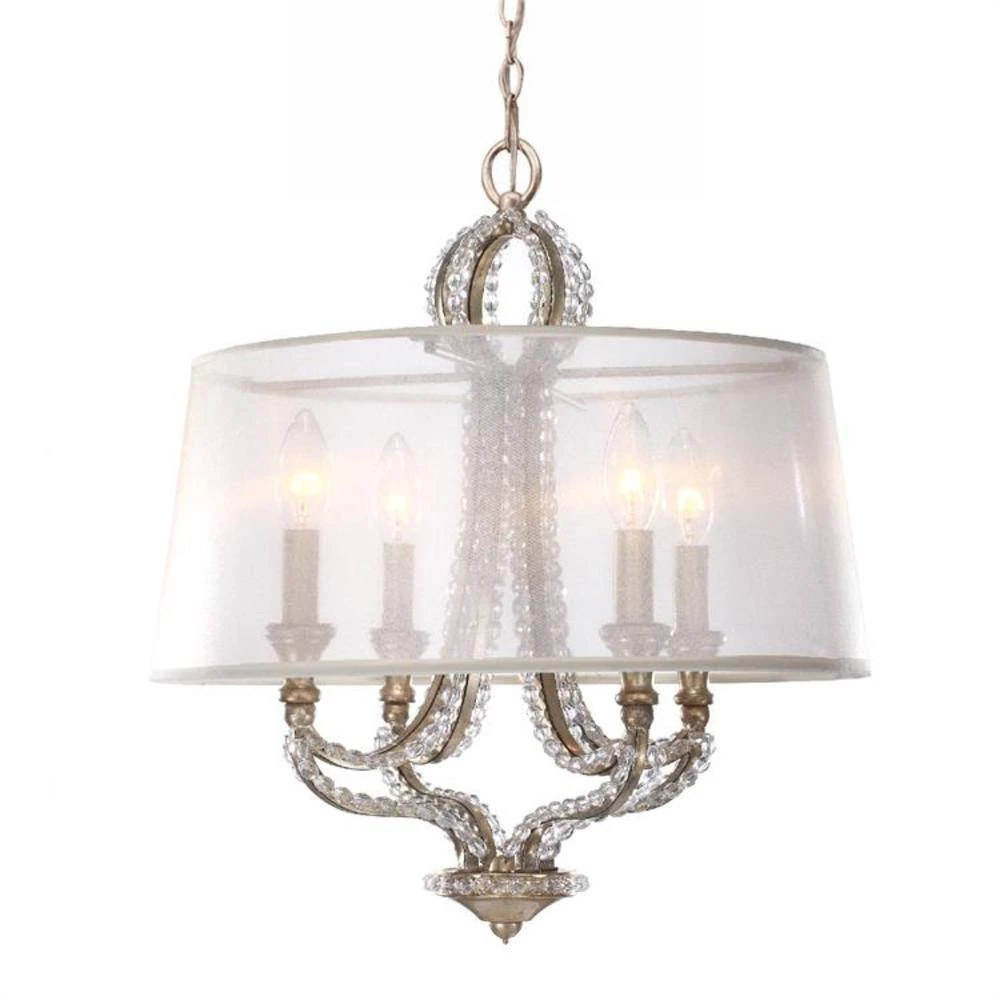 Garland 4-Light Distressed Twilight Shaded Chandelier with Silk Shade by Crystorama 3 Garland 4-Light Distressed Twilight Shaded Chandelier with Silk Shade by Crystorama