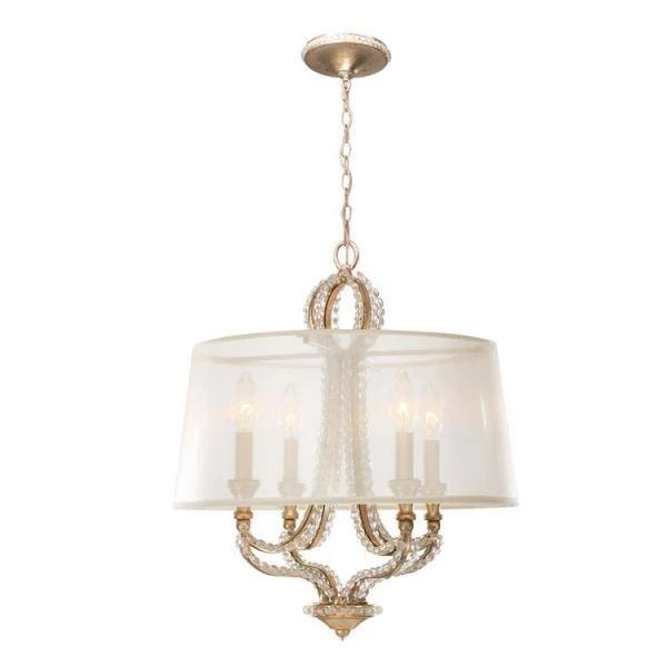 Garland 4-Light Distressed Twilight Shaded Chandelier with Silk Shade by Crystorama 4 Garland 4-Light Distressed Twilight Shaded Chandelier with Silk Shade by Crystorama - Image 2