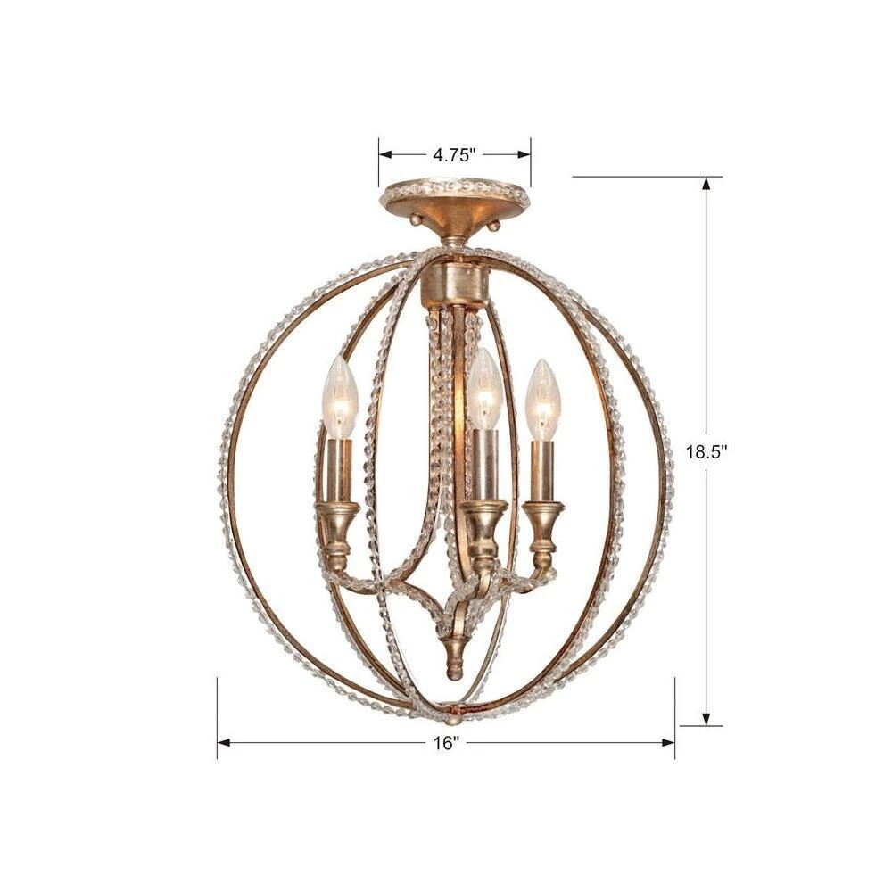 Garland 16 in. 3-Light Distressed Twilight Semi-Flush Mount by Crystorama 7 Garland 16 in. 3-Light Distressed Twilight Semi-Flush Mount by Crystorama - Image 5