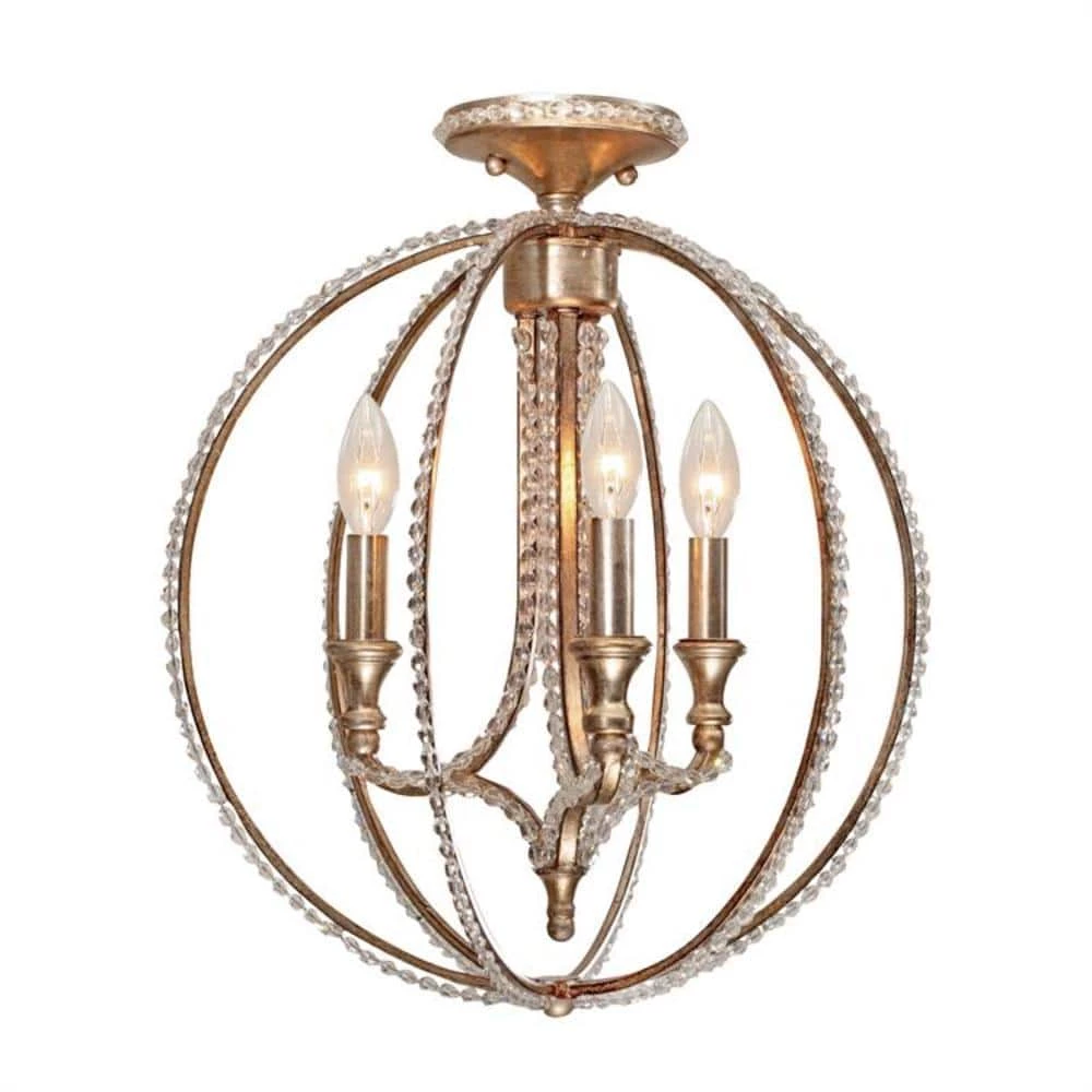 Garland 16 in. 3-Light Distressed Twilight Semi-Flush Mount by Crystorama 3 Garland 16 in. 3-Light Distressed Twilight Semi-Flush Mount by Crystorama