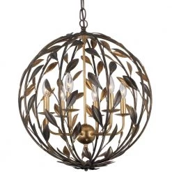 Broche 6-Light English Bronze and Antique Gold Sphere Chandelier by Crystorama