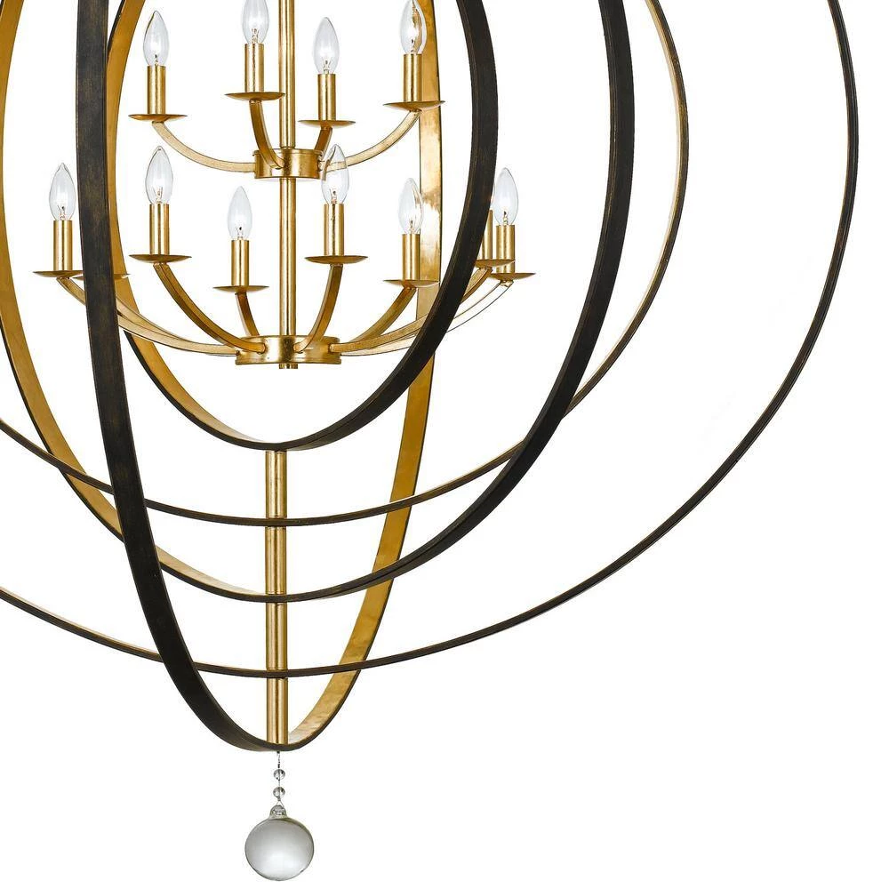 Luna 12-Light English Bronze + Antique Gold Shaded Chandelier by Crystorama 5 Luna 12-Light English Bronze + Antique Gold Shaded Chandelier by Crystorama - Image 3
