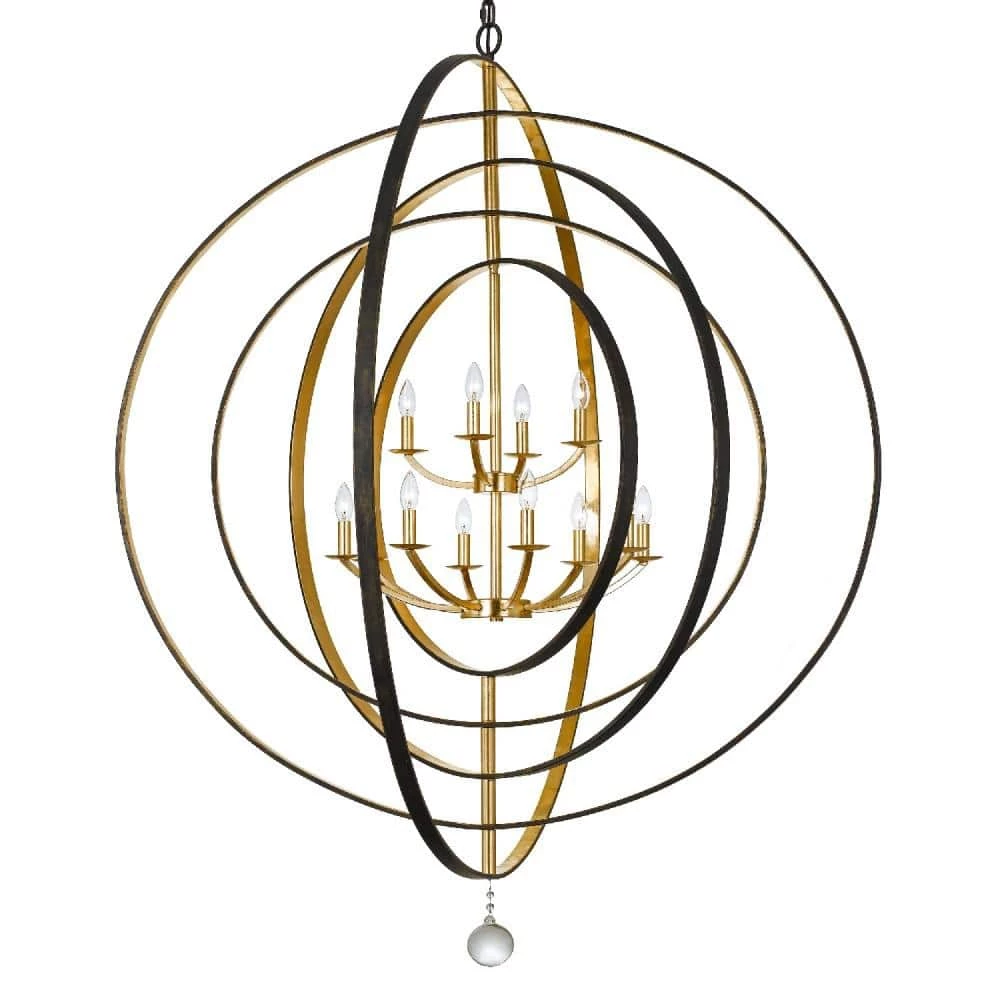Luna 12-Light English Bronze + Antique Gold Shaded Chandelier by Crystorama 3 Luna 12-Light English Bronze + Antique Gold Shaded Chandelier by Crystorama