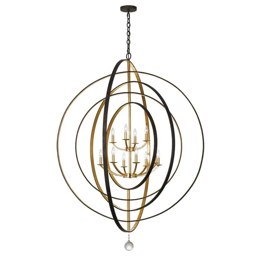 Luna 12-Light English Bronze + Antique Gold Shaded Chandelier by Crystorama 4 Luna 12-Light English Bronze + Antique Gold Shaded Chandelier by Crystorama - Image 2