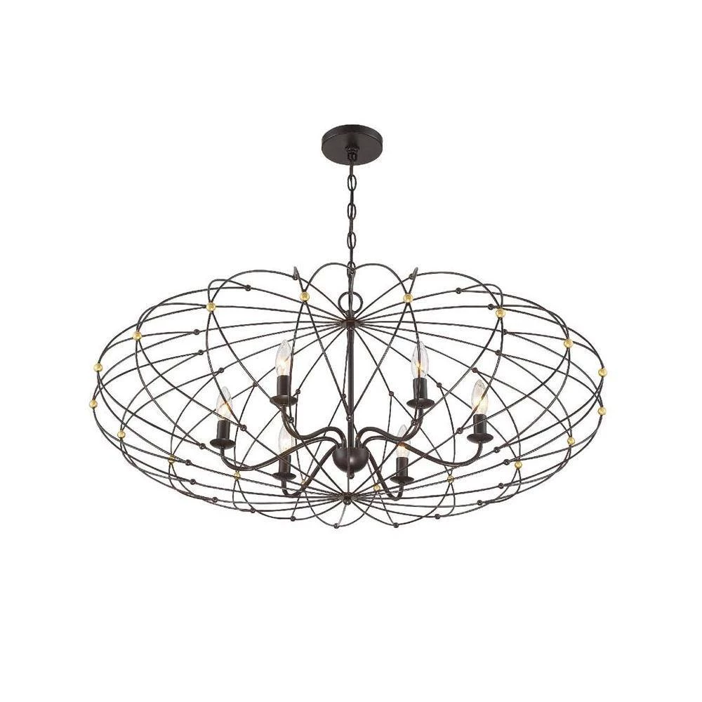 Zucca 6-Light English Bronze + Antique Gold Cage Chandelier by Crystorama 7 Zucca 6-Light English Bronze + Antique Gold Cage Chandelier by Crystorama - Image 5