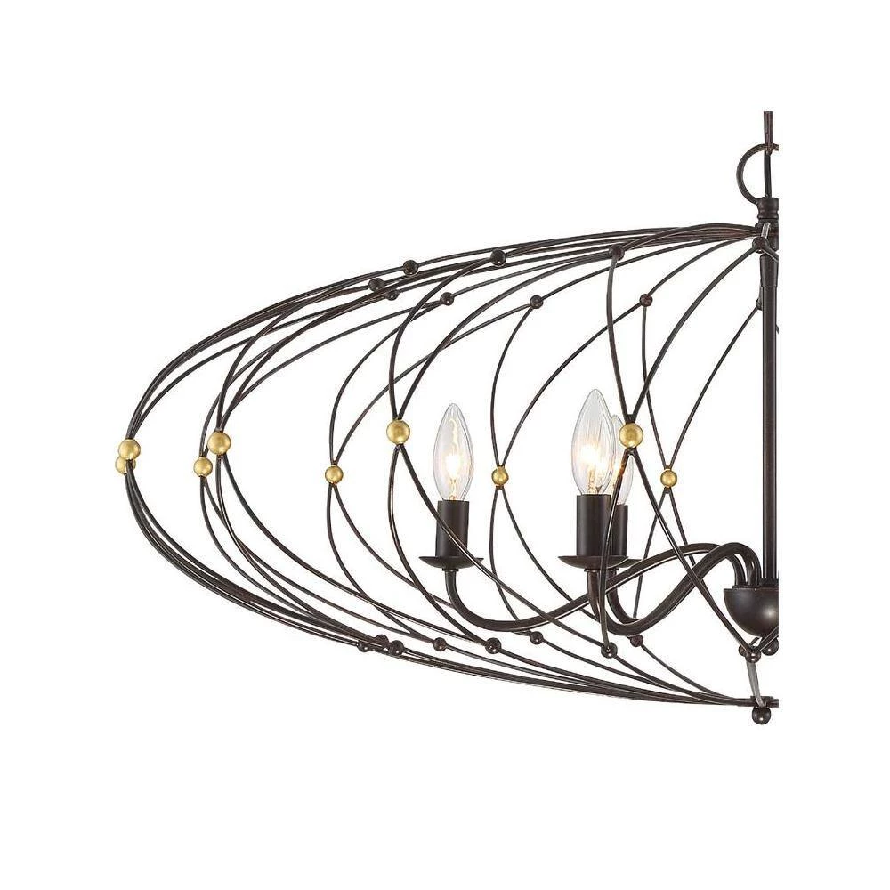 Zucca 6-Light English Bronze + Antique Gold Cage Chandelier by Crystorama 5 Zucca 6-Light English Bronze + Antique Gold Cage Chandelier by Crystorama - Image 3