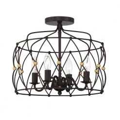 Zucca 16.5 in 4-Light English Bronze Plus Antique Gold Flush Mount by Crystorama