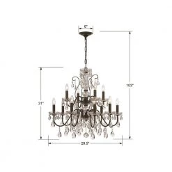Butler 12-Light English Bronze Crystal Chandelier by Crystorama -Crystorama popular store english bronze crystorama chandeliers 3029 eb cl mwp 44 1000