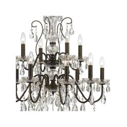 Butler 12-Light English Bronze Crystal Chandelier by Crystorama -Crystorama popular store english bronze crystorama chandeliers 3029 eb cl mwp 4f 1000