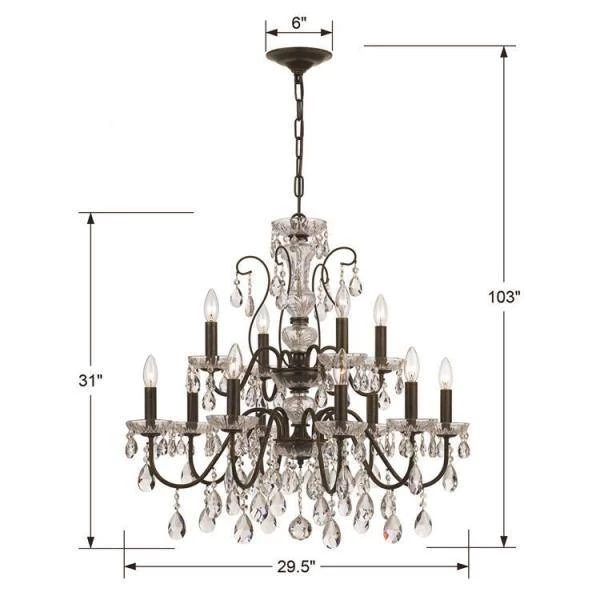 Butler 12-Light English Bronze Crystal Chandelier by Crystorama 7 Butler 12-Light English Bronze Crystal Chandelier by Crystorama - Image 5